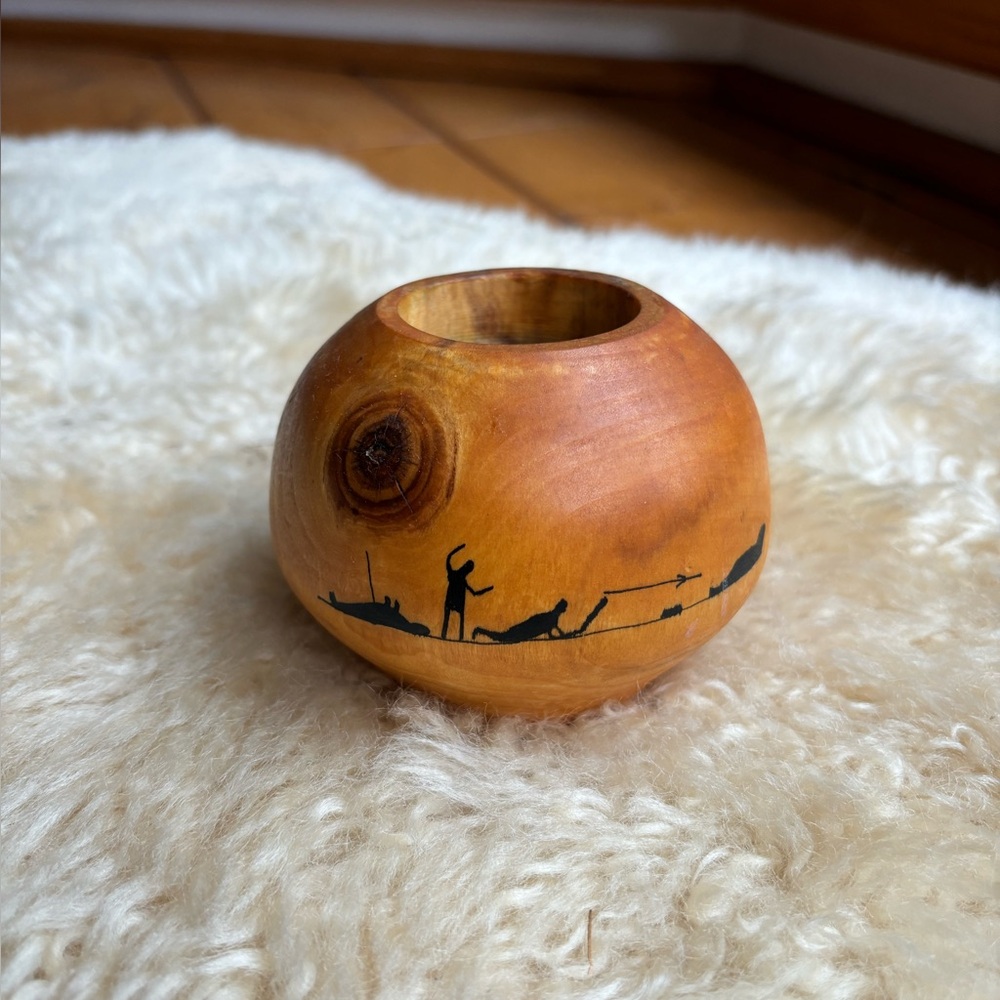 Vintage Southwestern Wooden Candle Holder